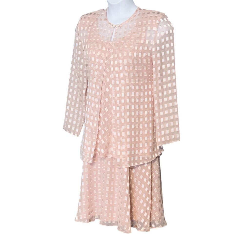 Patra Evening Dress w/Jacket Sz 14P Pink Chiffon - Picture 2 of 14